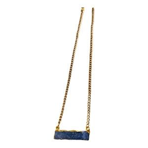 Drusy block necklace on gold plated necklace